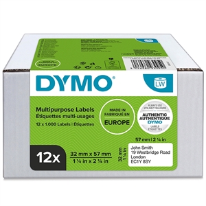 Dymo Label Multi 32x57mm ta bort vit (12x1000)