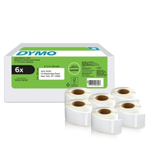 Dymo LabelWriter 25mmX54mm Returadressetiketter 6 rullar på 500 L