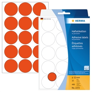 HERMA etikett manual ø32 röd (480)