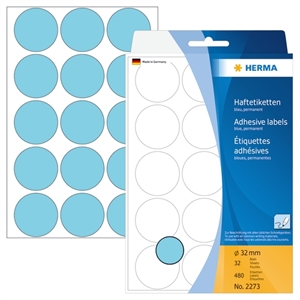 HERMA etikett manual ø32 blå (480)