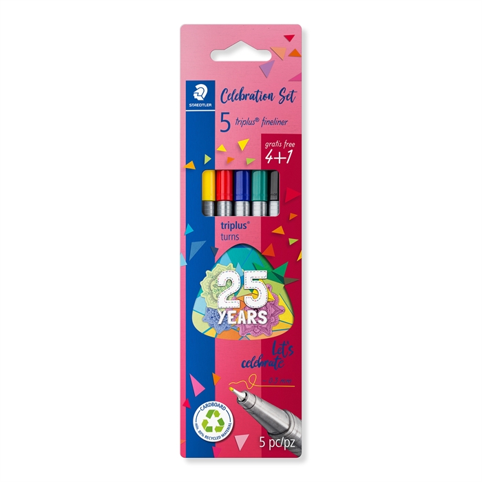 Staedtler Fineliner Triplus 0,3 mm 25 år ass (4+1)
