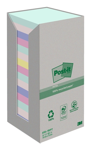 3M Post-it Recycled mix färger 76x76 100sh (16)