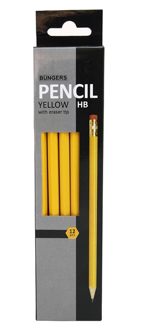 Büngers Penna gul med suddgummi topp HB (12)