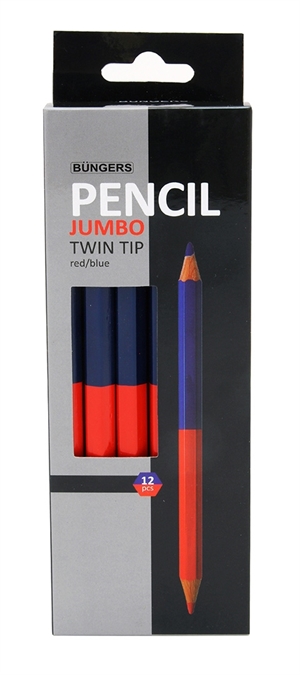Büngers Pencil Duo Jumbo röd/blå med 2 spetsar (12)