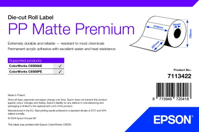 Epson PP Matte Label Premium, Die-cut Roll, 210mm x 297mm, 184 Labels