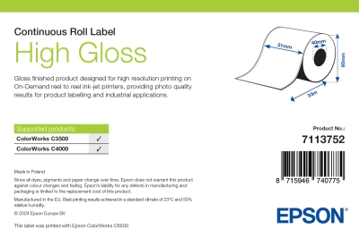Epson High Gloss Labels ändlös rulle - 102 mm x 33 meter