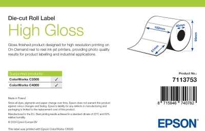Epson High Gloss Label, Stansade etiketter, 102 x 51 mm (610 etiketter)