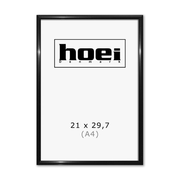 Svart Aluminiumram 21 x 29,7 cm PLEXI - ( A4 )