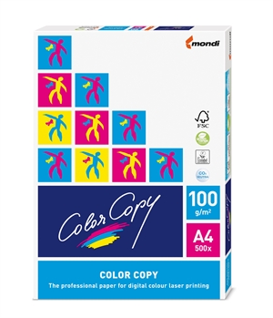 A4 ColorCopy 100 g/m² - 500 ark pakkeEn förpackning med 500 ark A4 ColorCopy papper med en vikt på 100 g/m².