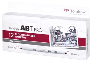 Tombow Marker alkohol ABT PRO Dual Brush 12P-3 Grey (12)