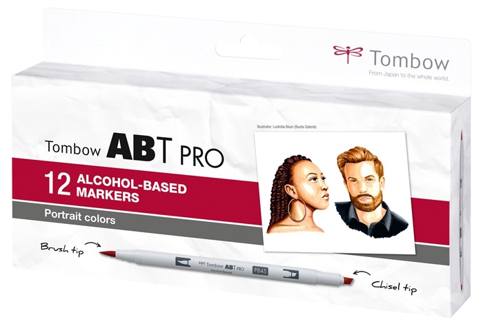 Tombow Marker alkohol ABT PRO Dual Brush 12P-6 Porträttset (12)