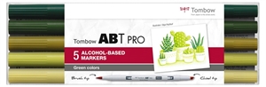 Tombow Marker alkohol ABT PRO Dual Brush 5P-5 Green färger (5)