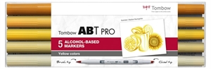 Tombow Marker alkohol ABT PRO Dual Brush 5P-5 Yellow färger (5)