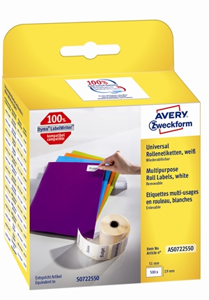 Avery avtagbar etikett på rulle 19x51mm (500)