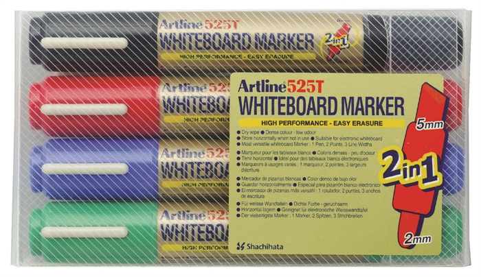 Artline Whiteboard Marker 525T 2-i-1 4-set