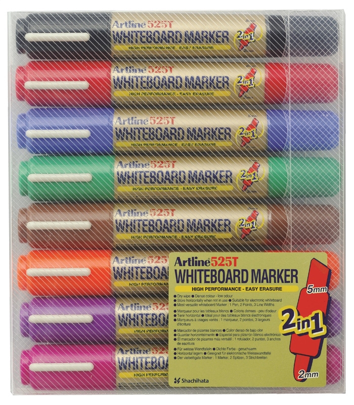 Artline Whiteboard Marker 525T 2-i-1 8-set