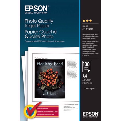 Epson fotokvalitet bläckstråleskrivarpapper 102g/m² - A4, 100 ark