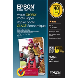 Epson 10x15 Value Glossy Fotopapper 10x15cm - 2x 20 ark