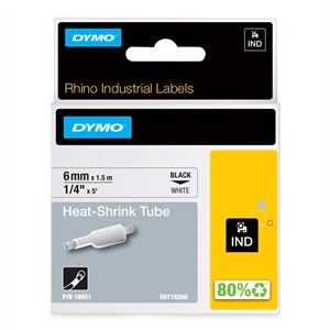 Tape Rhino 6 mm x 1,5 m krymptub svart/vit