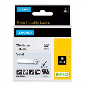 Tape Rhino 24mm x 5,5m färg vinyl svart/vit