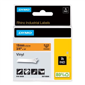 Tape Rhino 19mm x 5,5m vinyl svart/orange