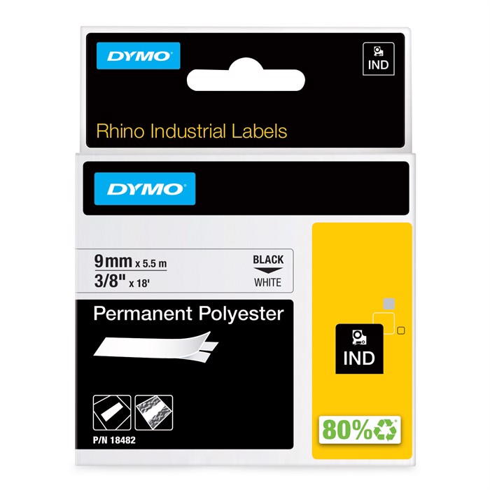 Tape Rhino 9mm x 5,5m permanent polyester bl/whi