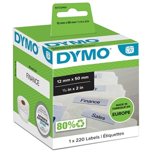 Dymo Label för hängmapp 12x50 permanent vit (220)