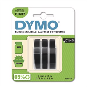 Tape Embosser 9mm x 3m svart, 3-pack