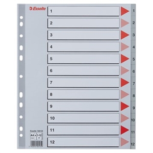 Esselte Register PP A4 maxi 1-12 grå