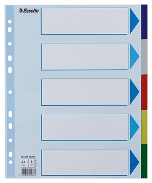 Esselte Faneblade PP A4 maxi 5-delade färgade flikar
