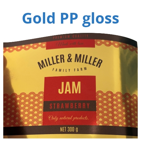 Guld PP Gloss etikett test rulle - 10 cm x 4 meter