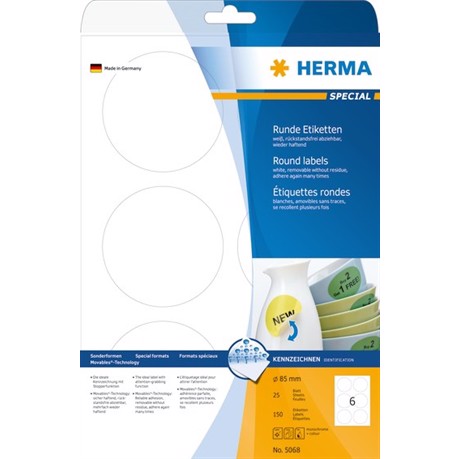 HERMA -etikett avtagbar ø85 (150)