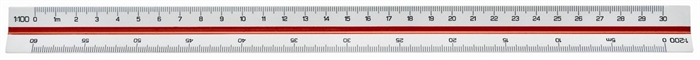 Linex triangulär skala 312 30cm röd/grön