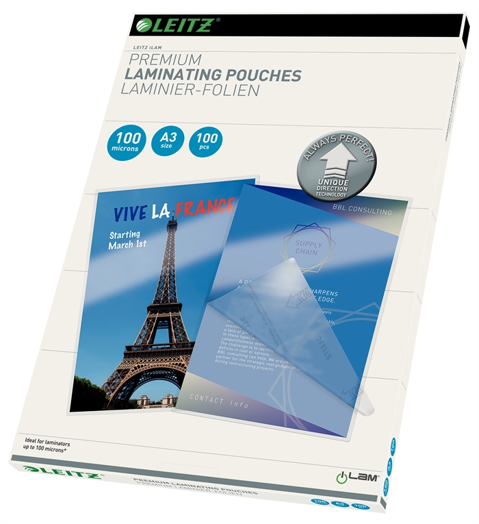 Leitz Lamineringsficka UDT glans 100my A3(100)