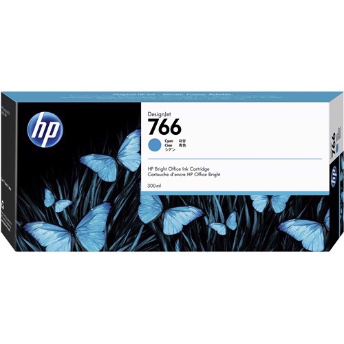 HP 766 Cyan bläckpatron, 300 ml