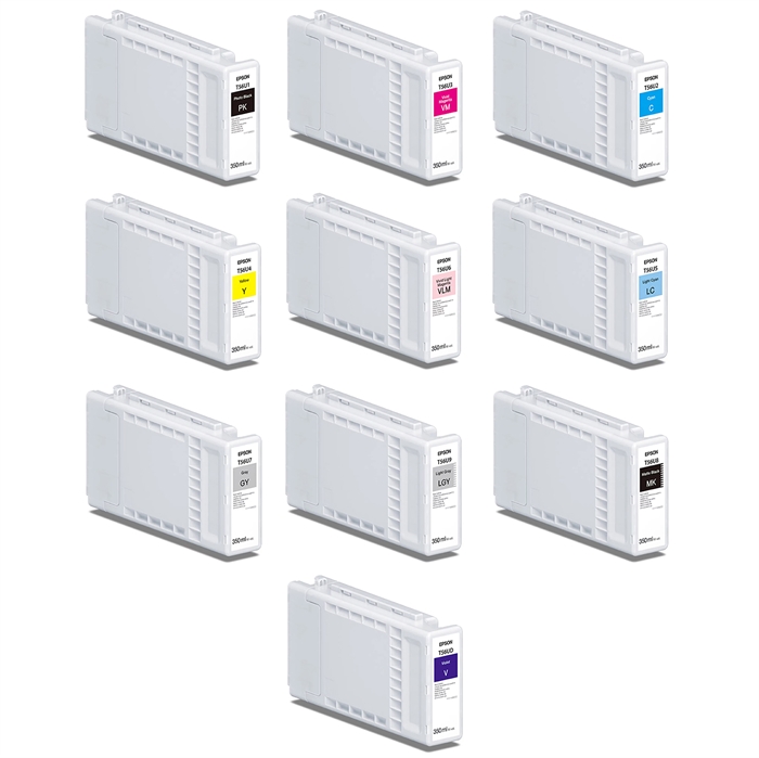 Komplett set med 350 ml bläckpatroner för Epson SureColor P7300 och P9300