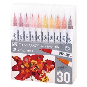 ZIG Clean Color Brush Pen Set C med 30 st