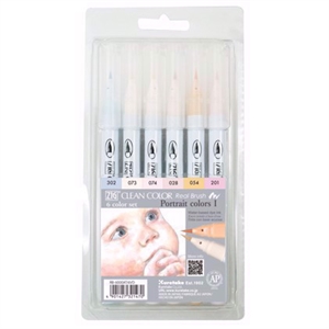 ZIG Clean Color Brush Pen Set med 6 porträttfärger
