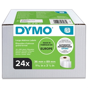 Dymo Label Addressing 36x89 perm vit (24 rl av 260 etiketter)