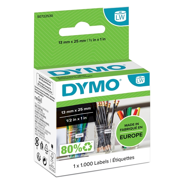 Dymo Label Multi 25x13 dubbelborttagning vit(100)
