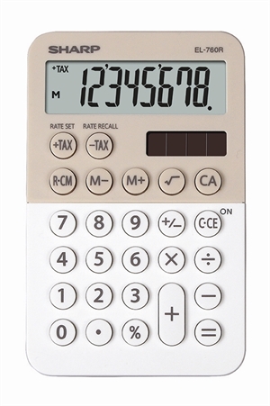 Sharp Miniräknare EL-760R, vit cappuccino