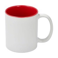 Sublimation Mug 11oz - inside Red & handle White Dishwasher & Microwave Safe