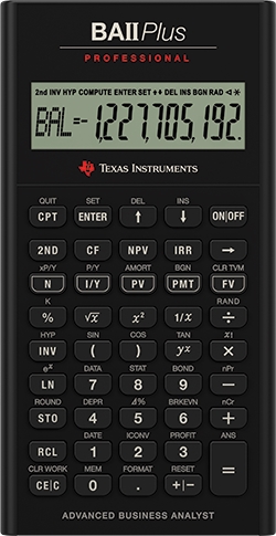 Texas Instruments BAII Plus Pro finansiell kalkylator uk manual