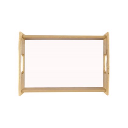 Unisub Small Natural Serving Tray with Hardboard Insert (25 pack) Gloss White Wood/Hardboard - Insert 203,2 x 330,2 x 3,18 mm