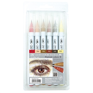 ZIG Clean Color Brush Pen Set med 6 porträttfärger II