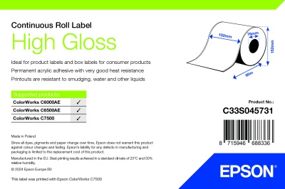 Epson High Gloss Rulle , ändlös bana - 102 mm × 58 m