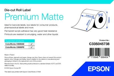 Epson Premium Matte Rulle , stansade etiketter 210 mm x 297 mm (200 etiketter)