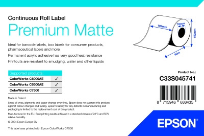 Epson Premium Matte Rulle , ändlös bana - 102 mm × 60 m
