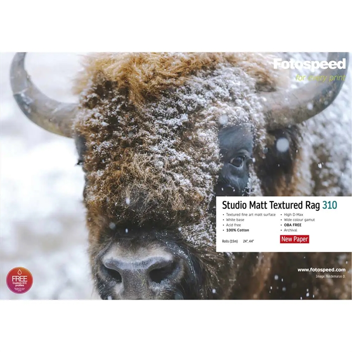 Fotospeed Studio Matt Textured Rag 310 - 44" x 15 meter